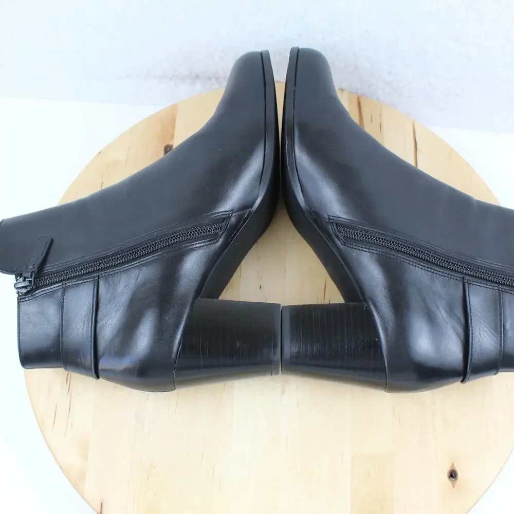 Cole Haan Boots Womens 8 Black Leather Grand OS Zipper Harness Ankle Bootie - Picture 5 of 11